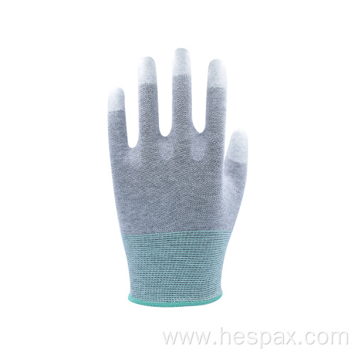 Hespax Durable PU Fingers Coated Carbon Fiber Gloves